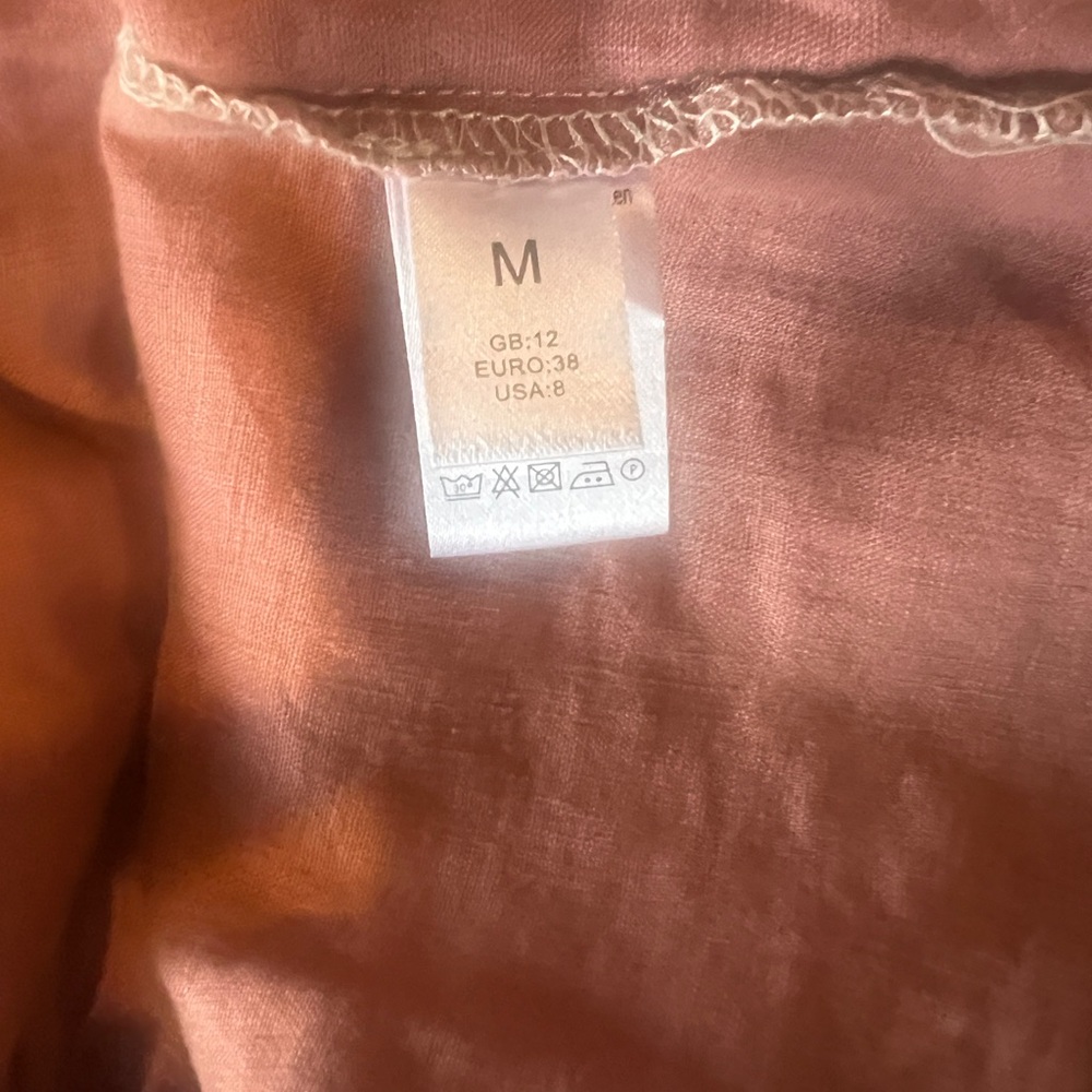 Malvin I Love Linen Women’s M Top Dusty Pink/Rose Roll Tab Sleeve Blouse PinTuck - Picture 8 of 9
